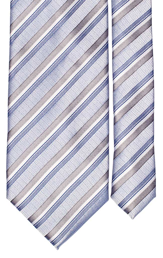 Cravatta Regimental di Seta Celeste Grigio Blu Bianco Made in Italy Graffeo Cravatte Pala