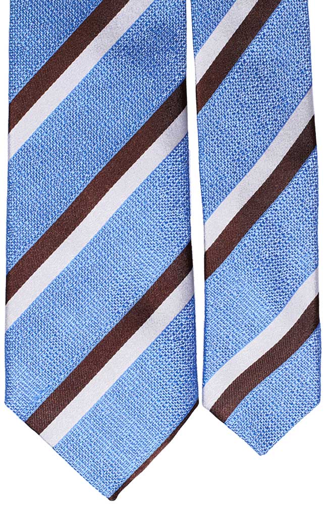 Cravatta Regimental di Seta Bluette con Righe Celeste Bianco Made in Italy Graffeo Cravatte Pala