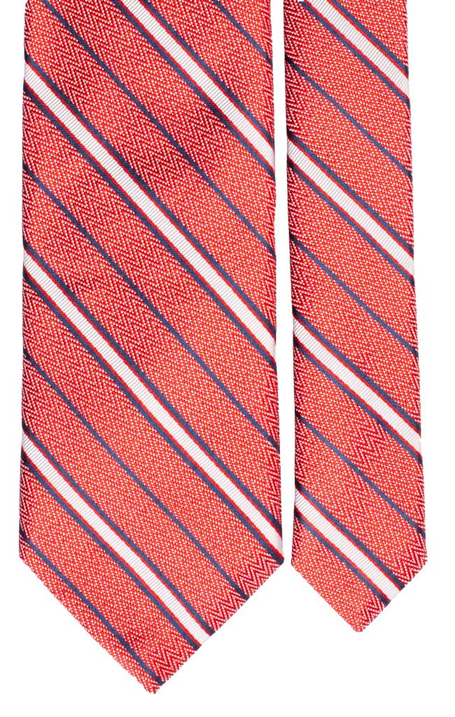 Cravatta Regimental di Seta Fantasia Lisca di Pesce Rossa Bianca Blu Made in Italy Graffeo Cravatte Pala