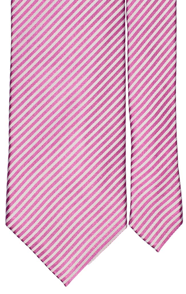 Cravatta Regimental di Seta Fucsia Bianco Made in Italy Graffeo Cravatte Pala