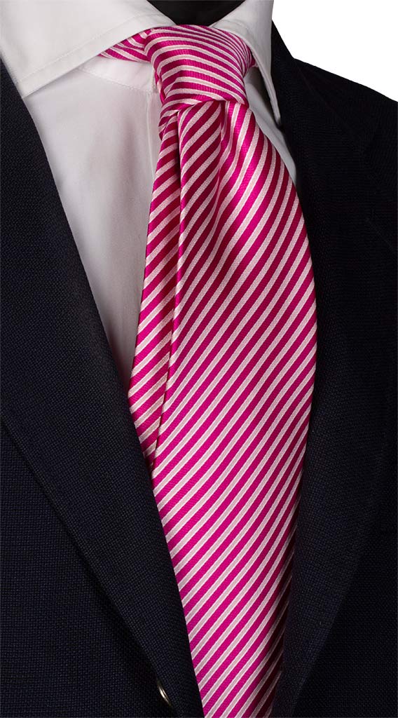Cravatta Regimental di Seta Fucsia Rosa Made in Italy Graffeo Cravatte