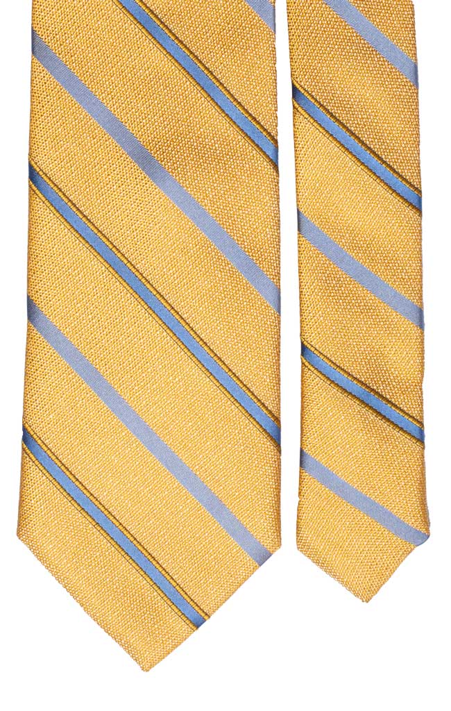 Cravatta Regimental di Seta Gialla con Righe Celesti Made in Italy Graffeo Cravatte Pala