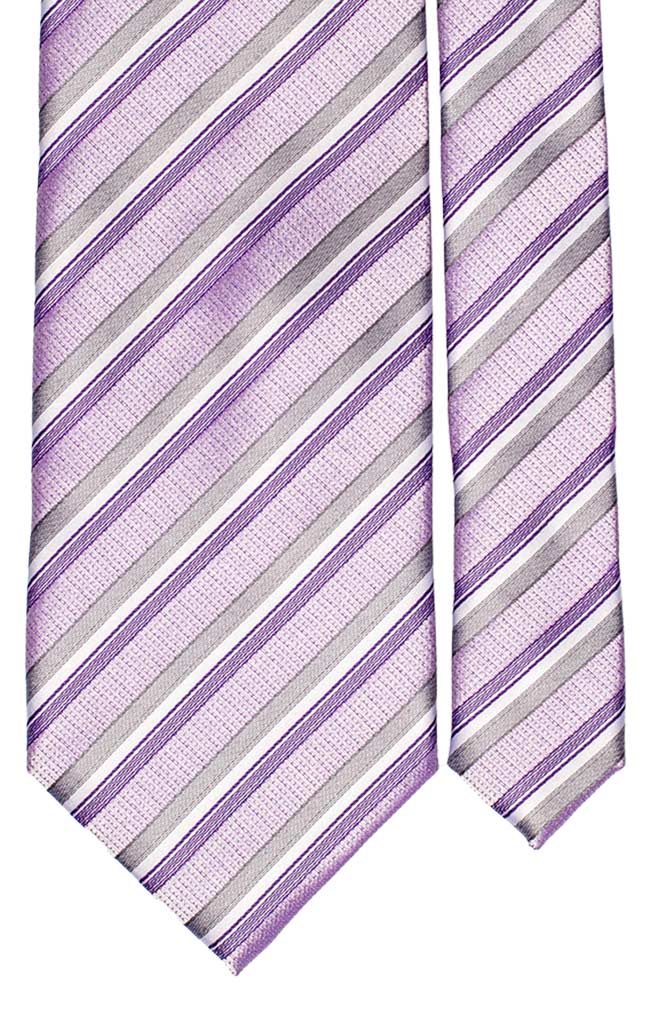 Cravatta Regimental di Seta Glicine Grigio Bianco Made in Italy Graffeo Cravatte Pala