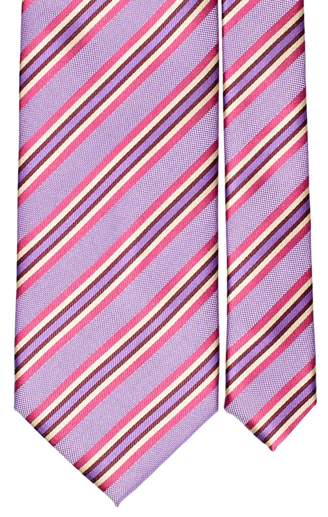 Cravatta Regimental di Seta Glicine Viola Giallo Fucsia Made in Italy Graffeo Cravatte Pala