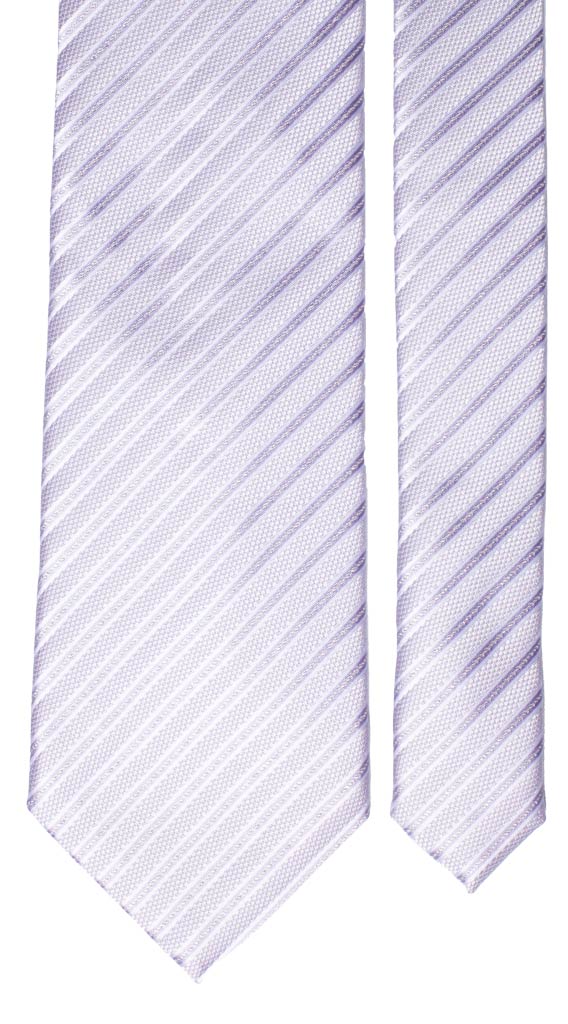Cravatta Regimental di Seta Glicine chiaro Bianco Grigio Lurex Made in Italy graffeo Cravatte Pala