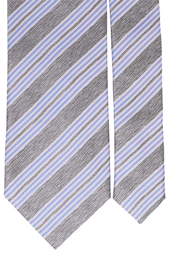 Cravatta Regimental di Seta Grigia Bianco Celeste Made in italy Graffeo Cravatte Pala
