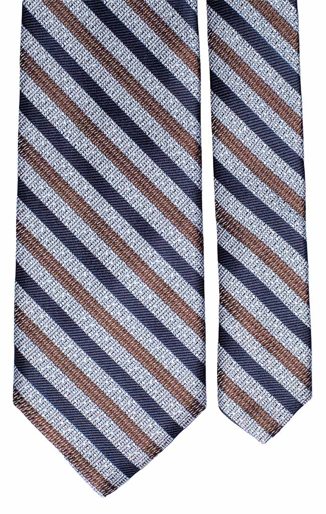 Cravatta Regimental di Seta Grigia Blu Marrone Made in Italy Graffeo Cravatte Pala