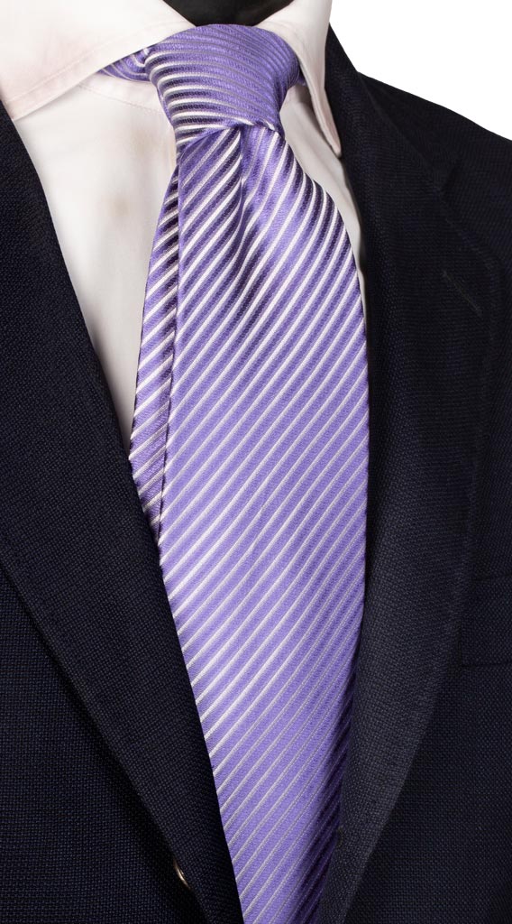 Cravatta Regimental di Seta Lavanda Grigia Made in Italy graffeo Cravatte