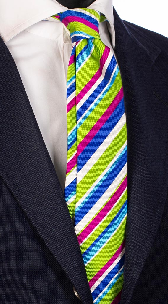 Cravatta Regimental di Seta Multicolor Made in Italy Graffeo Cravatte