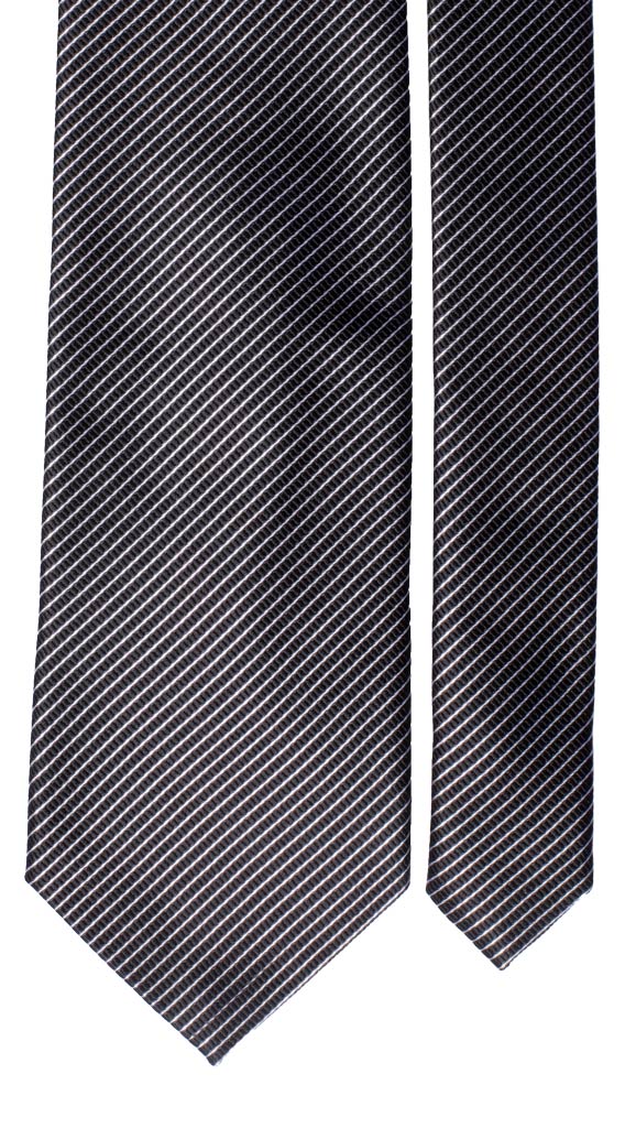 Cravatta Regimental di Seta Nera Bianca Grigia Made in Italy graffeo Cravatte Pala