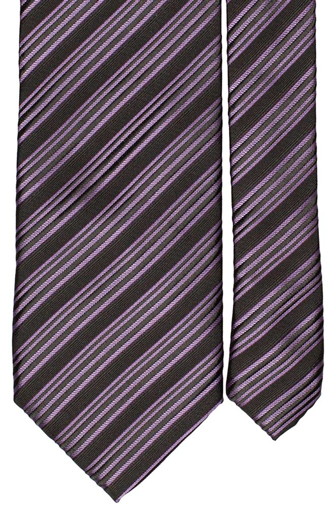 Cravatta Regimental di Seta Nera Viola Made in Italy Graffeo Cravatte Pala