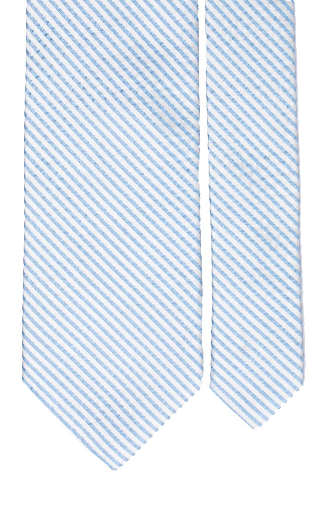 Cravatta Regimental di Seta Righe Bianco Celesti Effetto Stropicciato Made in Italy Graffeo Cravatte Pala