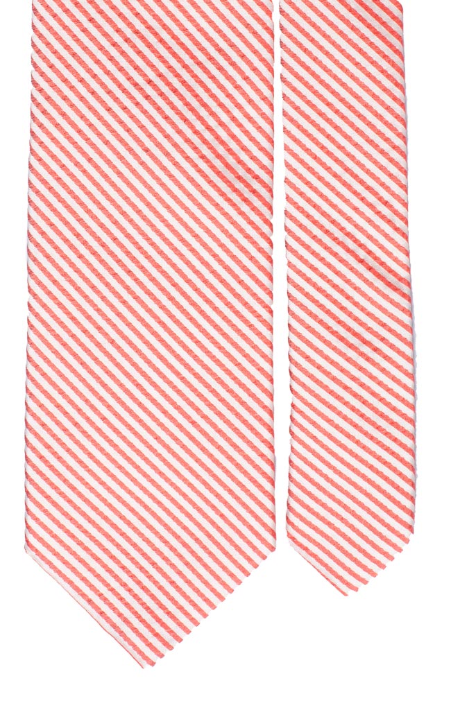 Cravatta Regimental di Seta Righe Bianco Rosso Effetto Stropicciato Made in Italy Graffeo Cravatte Pala