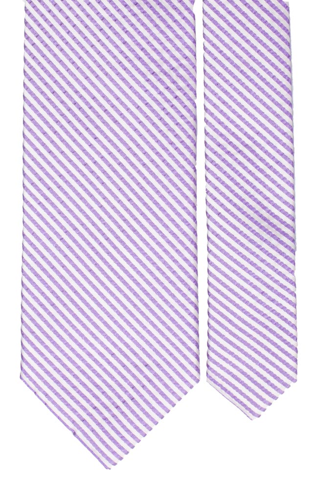 Cravatta Regimental di Seta Righe Bianco Viola Effetto Stropicciato Made in Italy Graffeo Cravatte Pala