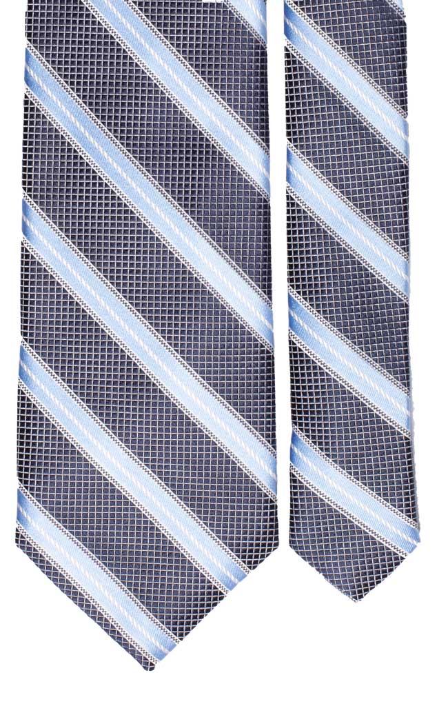 Cravatta Regimental di Seta Righe Blu Azzurro Bianco Made in Italy graffeo Cravatte Pala