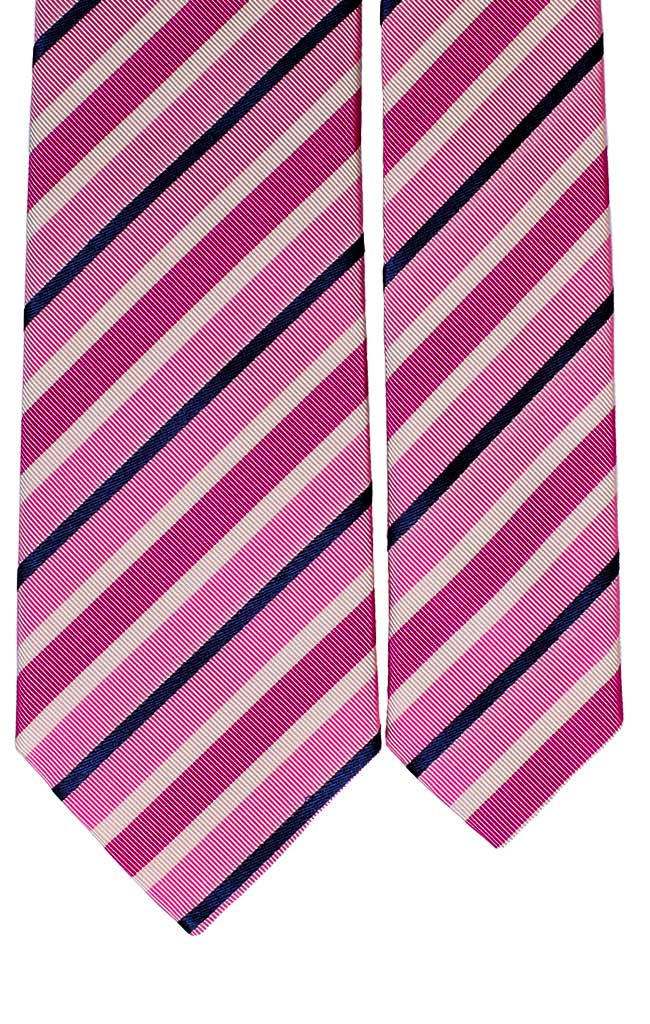 Cravatta Regimental di Seta Rosa Bianco Blu Made in Italy Graffeo Cravatte Pala