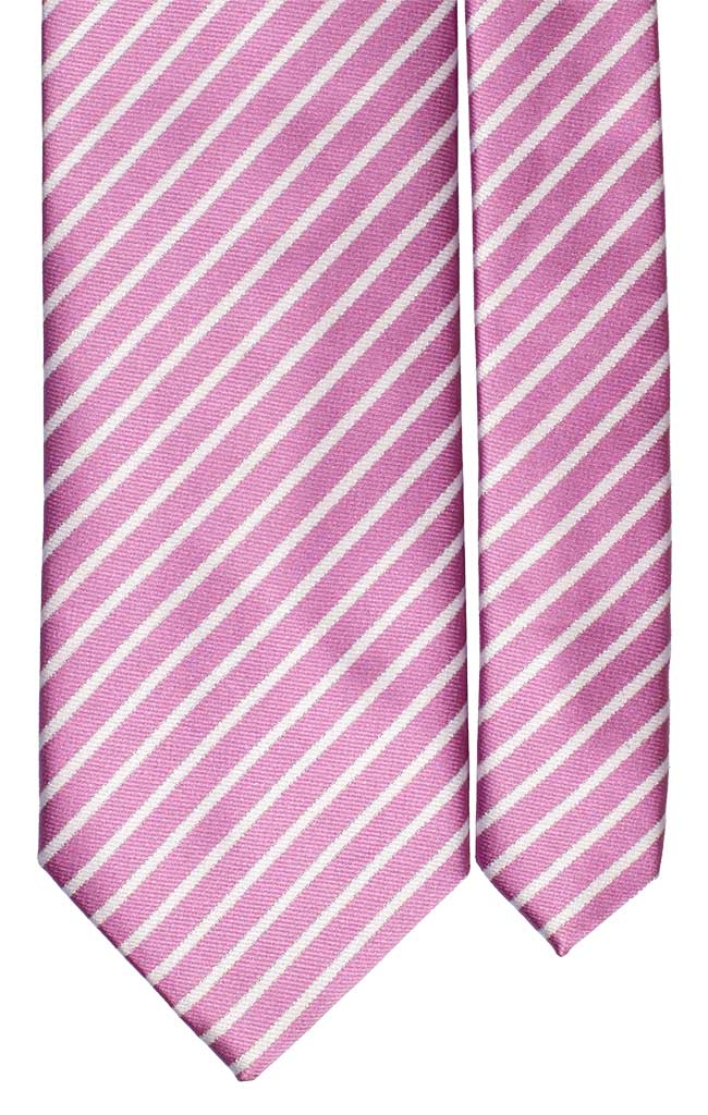 Cravatta Regimental di Seta Rosa Bianco Made in Italy Graffeo Cravatte Pala