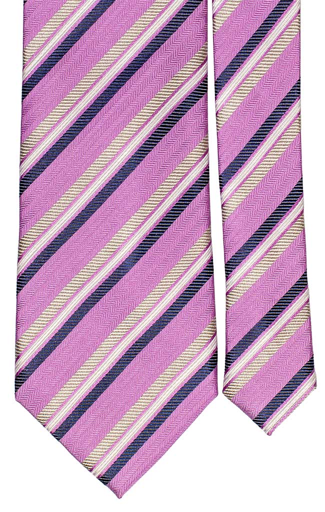 Cravatta Regimental di Seta Rosa Blu Bianco Grigio Made in Italy Graffeo Cravatte Pala