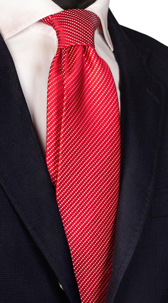 Cravatta Regimental di Seta Rossa Bianca Tortora Made in Italy Graffeo Cravatte