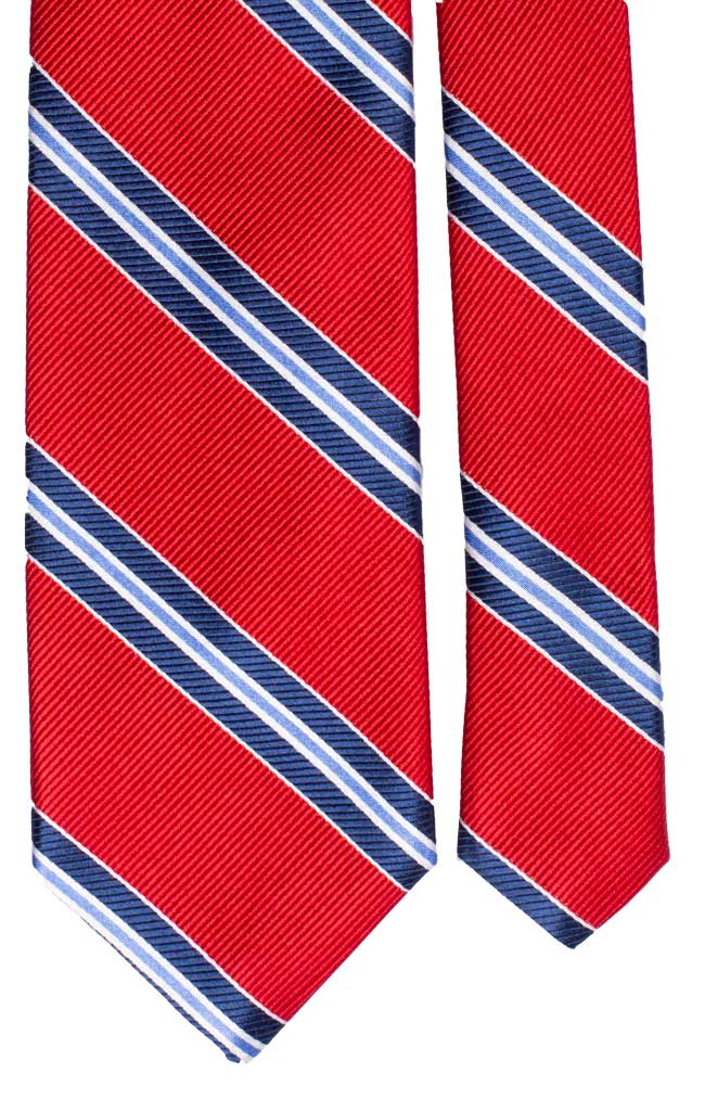 Cravatta Regimental di Seta Rossa Righe Blu Bianche Lilla Made in Italy graffeo Cravatte Pala
