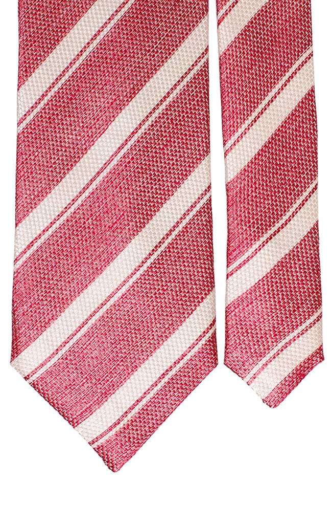 Cravatta Regimental di Seta Rosso Fragola Bianco Made in Italy Graffeo Cravatte Pala