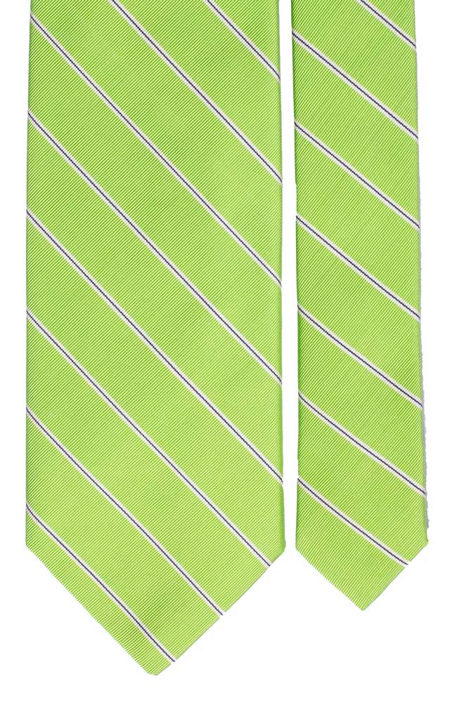 Cravatta Regimental di Seta Verde Righe Bianche Blu Made in Italy Graffeo Cravatte Pala