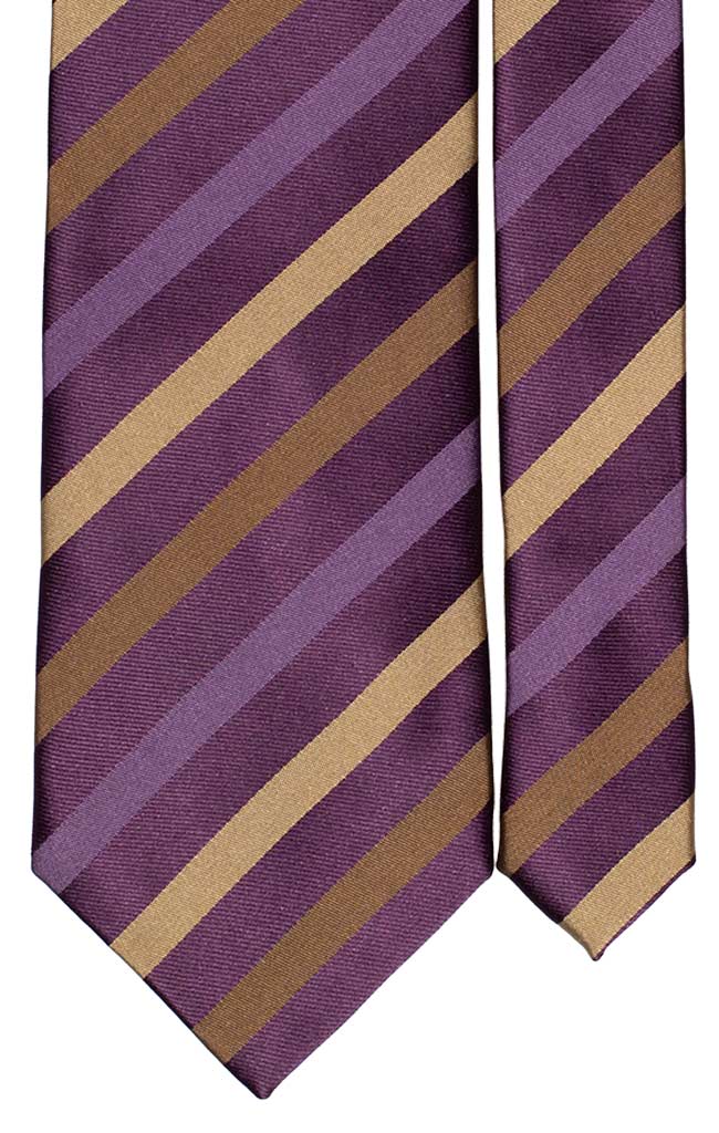 Cravatta Regimental di Seta Viola Beige Made in Italy Graffeo Cravatte Pala