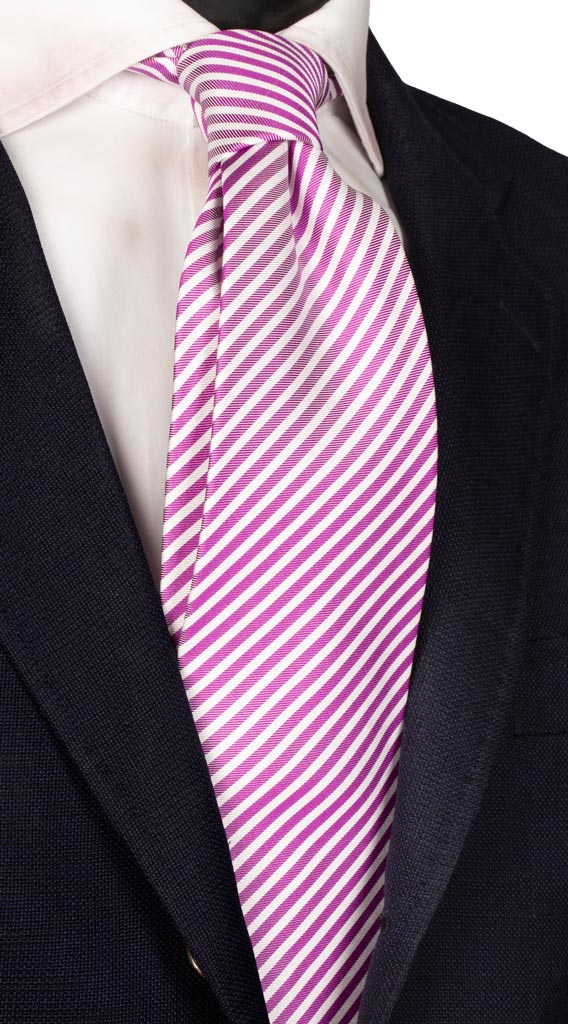 Cravatta Regimental di Seta Viola Bianca Made in Italy graffeo Cravatte