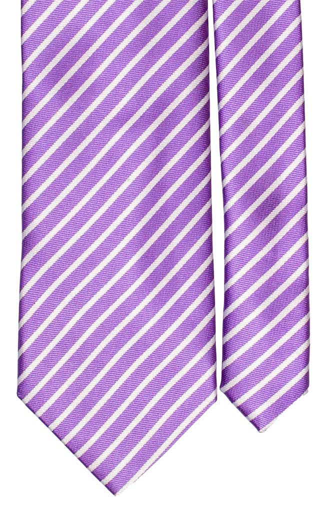 Cravatta Regimental di Seta Viola Bianco Made in Italy Graffeo Cravatte Pala