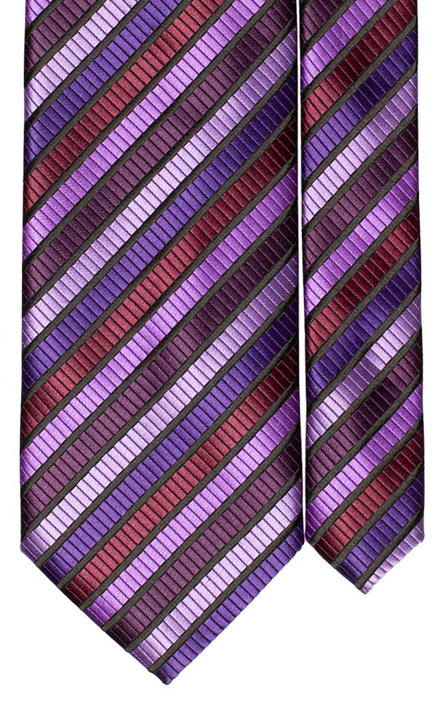 Cravatta Regimental di Seta Viola Bordeaux Glicine Made in Italy Graffeo Cravatte Pala