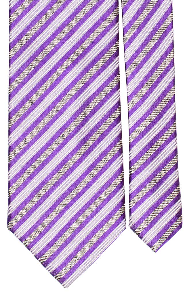 Cravatta Regimental di Seta Viola Grigio Bianco Made in Italy Graffeo Cravatte Pala