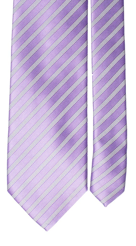 Cravatta Regimental di Seta Viola Grigio Bianco Made in Italy graffeo Cravatte Pala