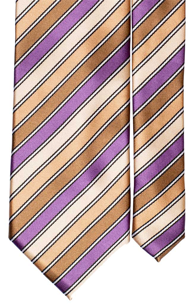 Cravatta Regimental di Seta Viola Marrone Beige Bianco Made in Italy Graffeo Cravatte Pala