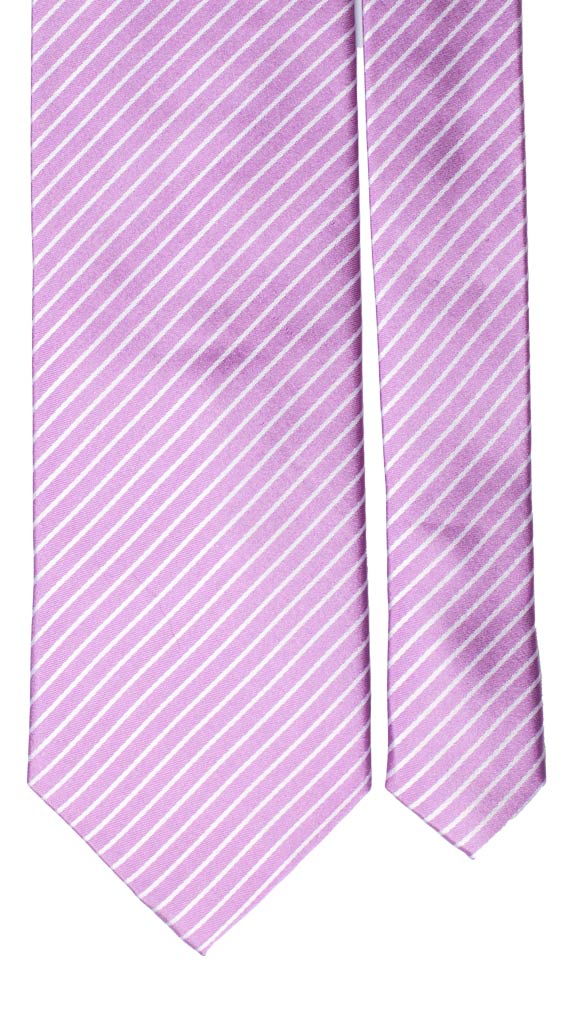 Cravatta Regimental di Seta Righe Violette Bianche Made in Italy graffeo Cravatte Pala