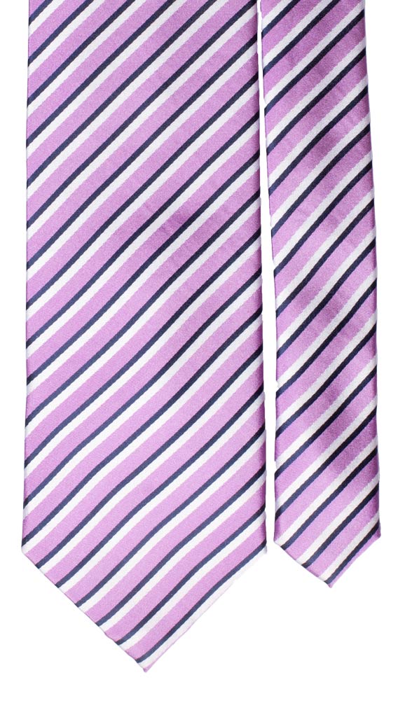 Cravatta Regimental di Seta Violetto Blu Bianca Made in Italy Graffeo Cravatte Pala