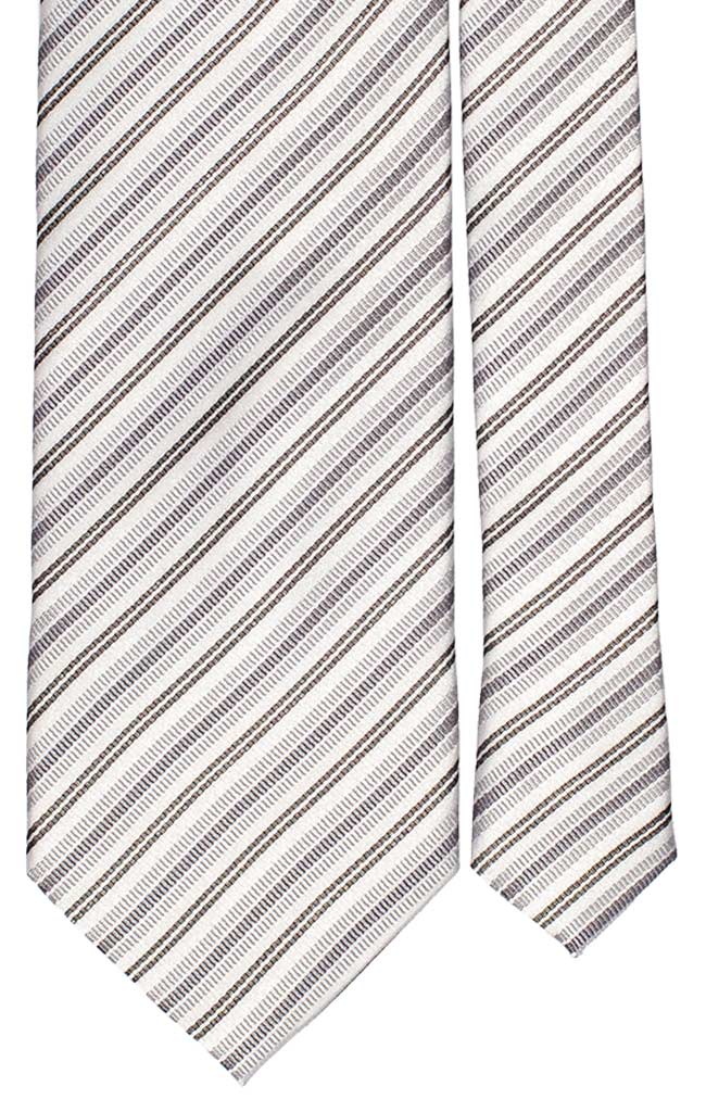 Cravatta Regimental di Seta per Cerimonia Bianco Grigio Made in Italy Graffeo Cravatte Pala