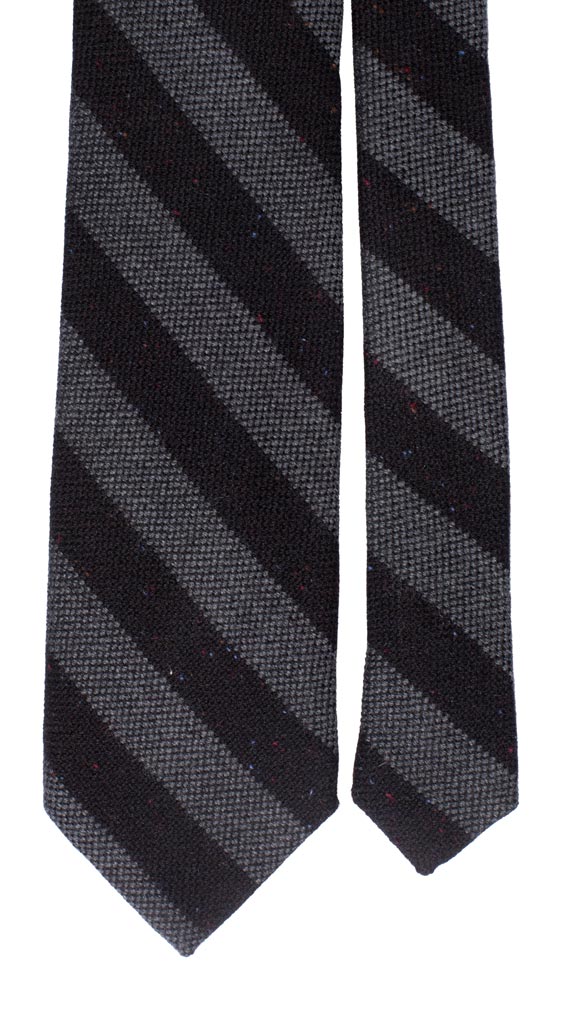 Cravatta Regimental in Lana Cashmere Effetto Tweed Nera Grigia Made in Italy Graffeo Cravatte Pala