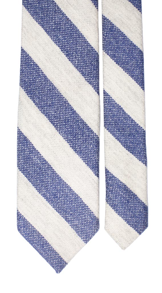 Cravatta Regimental in Lana Cashmere Righe Bluette GrigiO Chiaro Made in Italy Graffeo Cravatte Pala