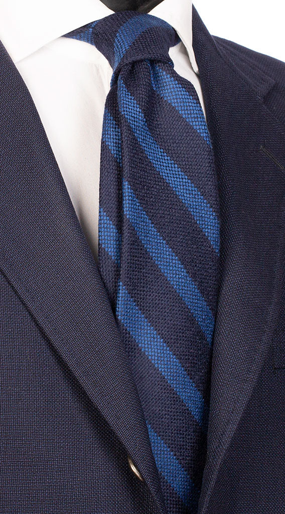 Cravatta Regimental in Lana Seta Blu con Righe Bluette Made in Italy Graffeo Cravatte