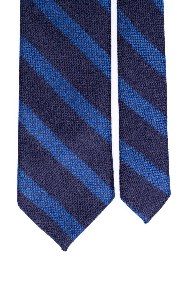 Cravatta Regimental in Lana Seta Blu con Righe Bluette Made in Italy Graffeo Cravatte Pala