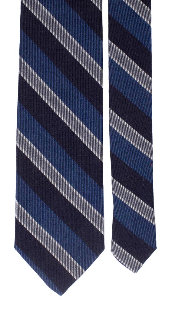 Cravatta Regimental in Lana Seta Bluette Blu Grigio Made in Italy Graffeo Cravatte Pala