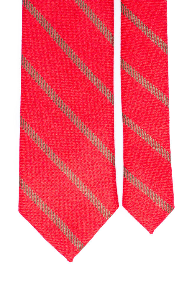 Cravatta Regimental in Lana Seta Rossa con Righe Verdi Made in Italy Graffeo Cravatte