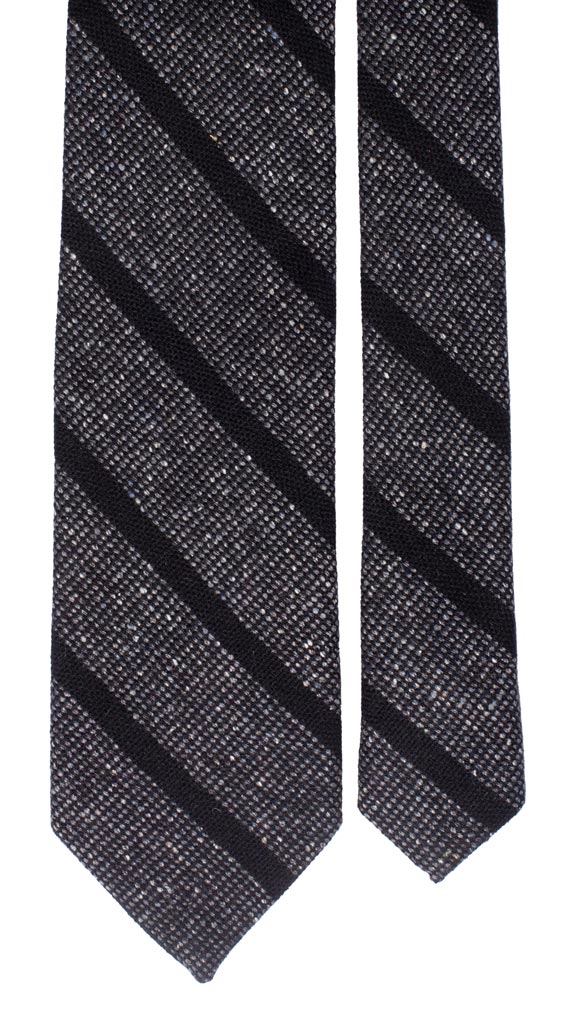 Cravatta Regimental in Lana Seta effetto Tweed Grigia Nera Made in Italy graffeo Cravatte Pala