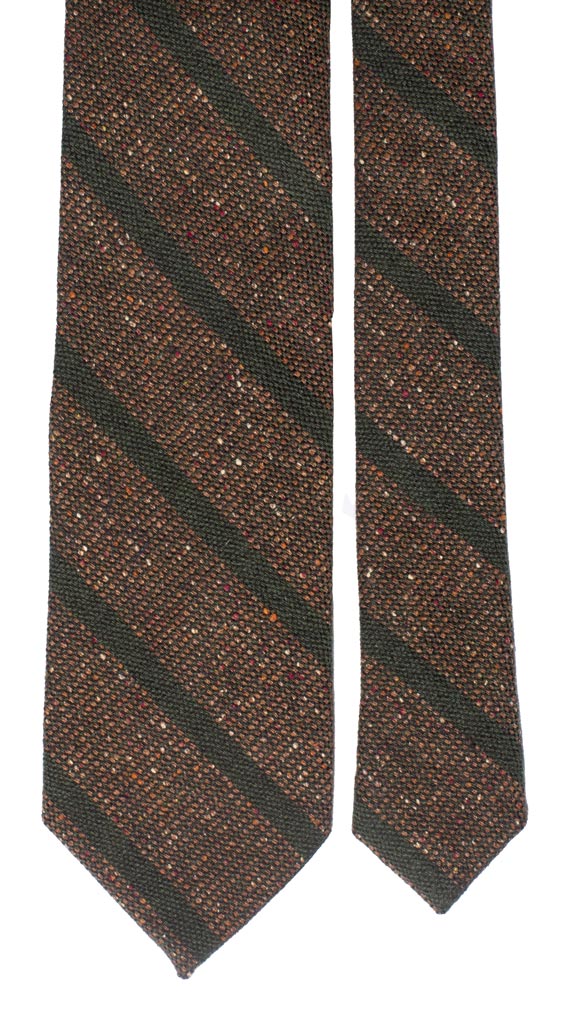 Cravatta Regimental in Seta Cashmere effetto Tweed Marrone Verde Made in Italy graffeo Cravatte Pala