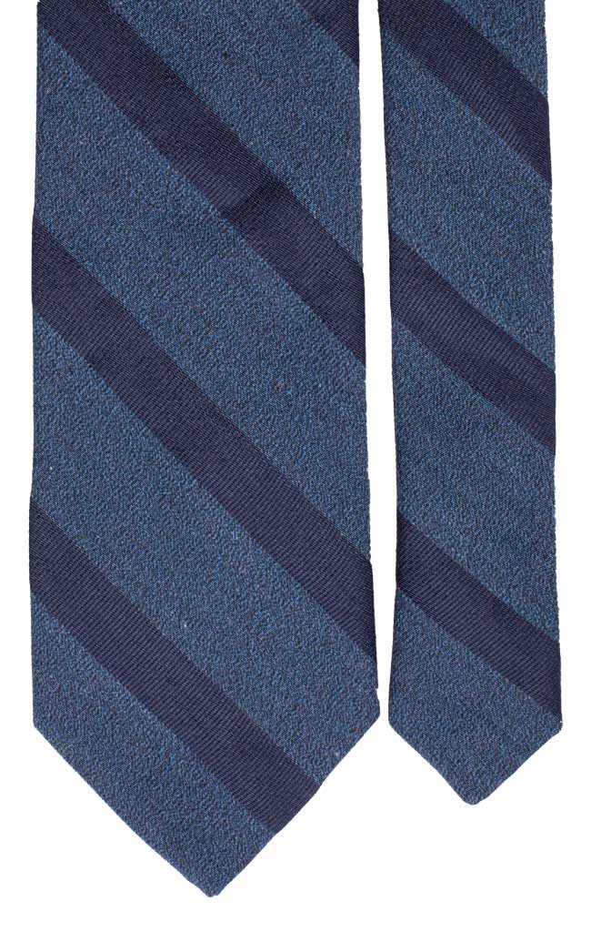 Cravatta Regimental in Seta Cotone Blu Navy Righe Blu Made in Italy Graffeo Cravatte Pala