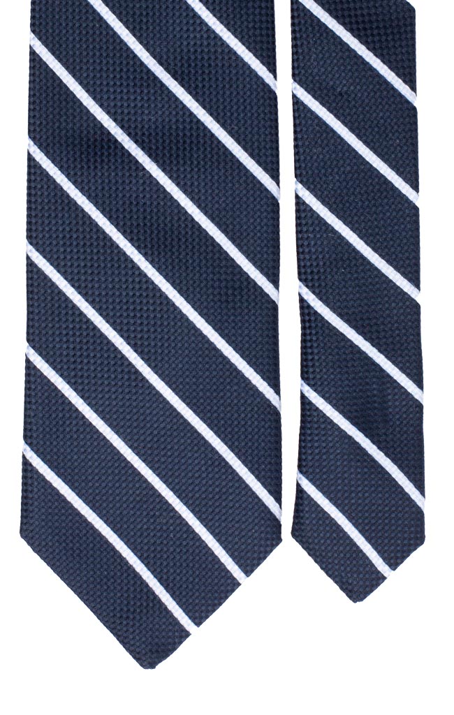 Cravatta Regimental in Seta Cotone Blu Righe Bianche Celesti Made in Italy Graffeo Cravatte Pala