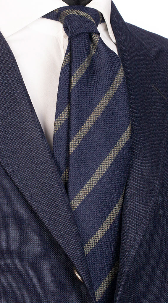 Cravatta Regimental di Lana Blu Verde Made in Italy Graffeo Cravatte