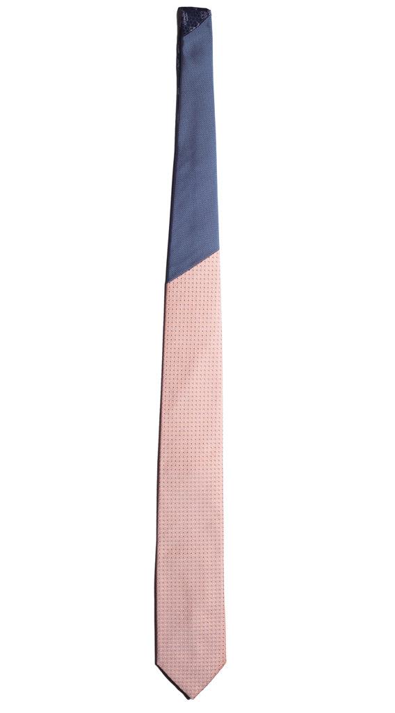 Cravatta Rosa Fantasia Celeste Nodo in Contrasto Celeste Blu Made in Italy Graffeo Cravatte Intera