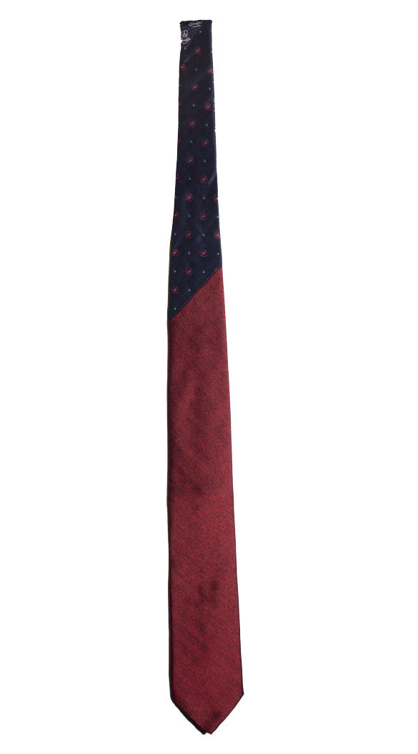 Cravatta Rossa Bordeaux Fantasia Lisca di Pesce Nodo in Contrasto Blu Made in Italy Graffeo Cravatte Intera