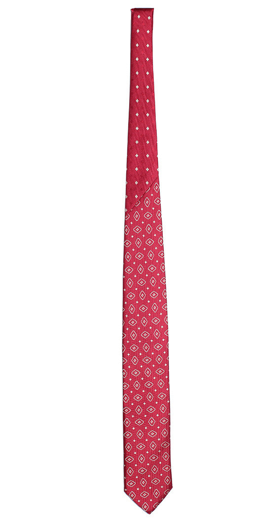 Cravatta Rossa Fantasia Beige Nodo in Contrasto Rosso Fantasia Beige Made in Italy Graffeo Cravatte Intera